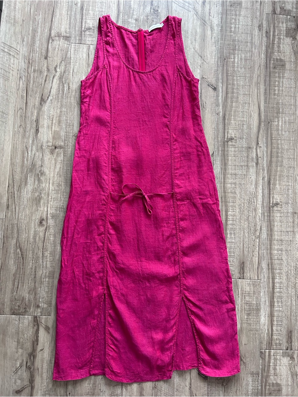Linen silk Sleeveless Fuchsia Maxi Dress summer vacation beachy garden lagenlook
